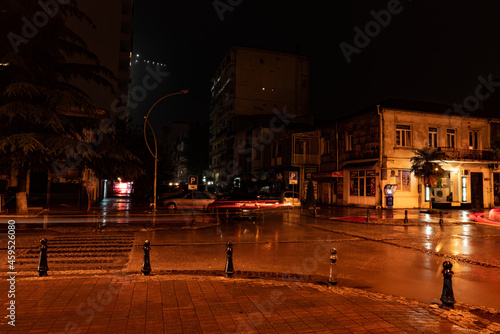 Batumi, Georgia - July 9, 2021: city streets during rain