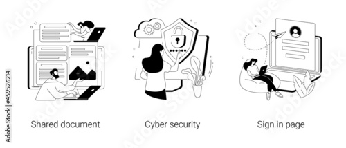 Cloud service access abstract concept vector illustrations.
