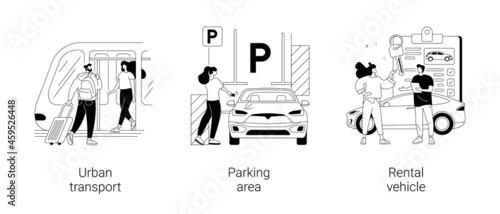 Car traffic abstract concept vector illustrations.