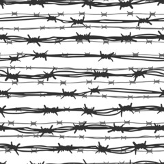 Fototapete Militärmuster Stacheldraht Muster Schwarz Weiß Tinte  © far700