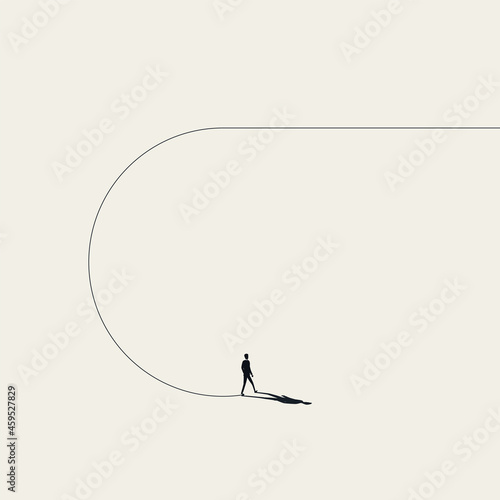 Businessman making u-turn, change of direction, vector concept. Symbol of decision, choice. Minimal illustration.