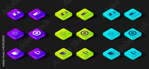 Set Wooden beer mug, Oktoberfest hat, Hop, Bottle cap with, Glass of and Beer tap icon. Vector