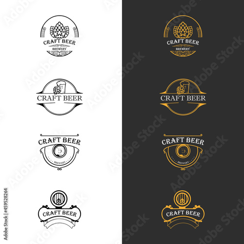 Set beer logo. Craft beer logo, symbols, icons, pub labels, badges collection. Beer Business signs template, logo, brewery identity concept