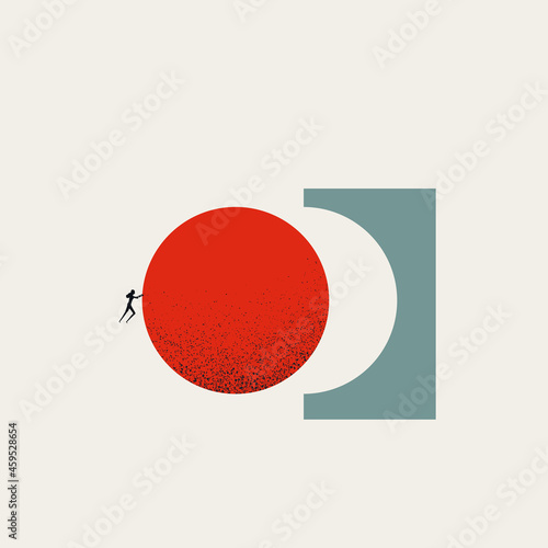 Business accomplishment vector concept. Symbol of success, completion, challenge, goal achievement. Minimal illustration
