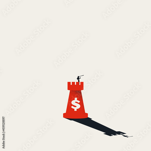 Business investment and profit strategy, vector concept. Symbol of money, success, analysis. Minimal illustration.
