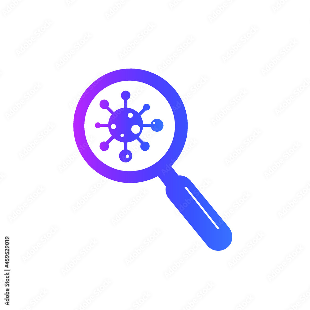 magnifying glass vector icon, coronavirus magnifying glass vector icon, coronavirus