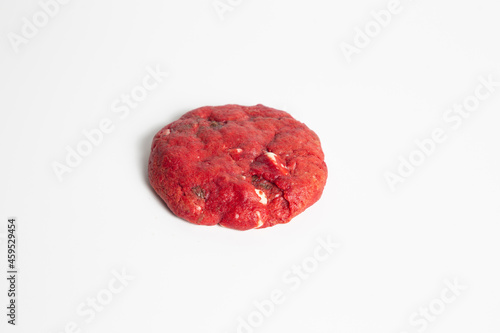 Red velvet cookies isolated on white background. Sweet dessert biscuits. Homemade pastry. Top close shot.