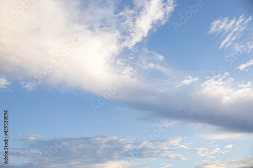 Amazing clouds hanging in the blue sky. Wonderful sunset and a better sunrise with beautiful clouds with a colorful sky.