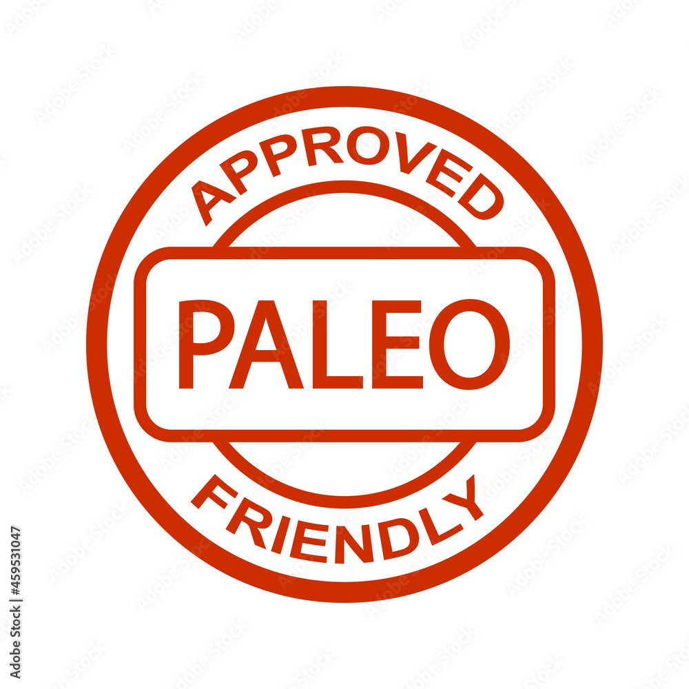 Paleo approved friendly stamp. Paleo diet. Orange round frame. Product label. Logo or icon. Sticker Paleo approved friendly stamp. Paleo diet. Orange round frame. Product label. Logo or icon. Sticker