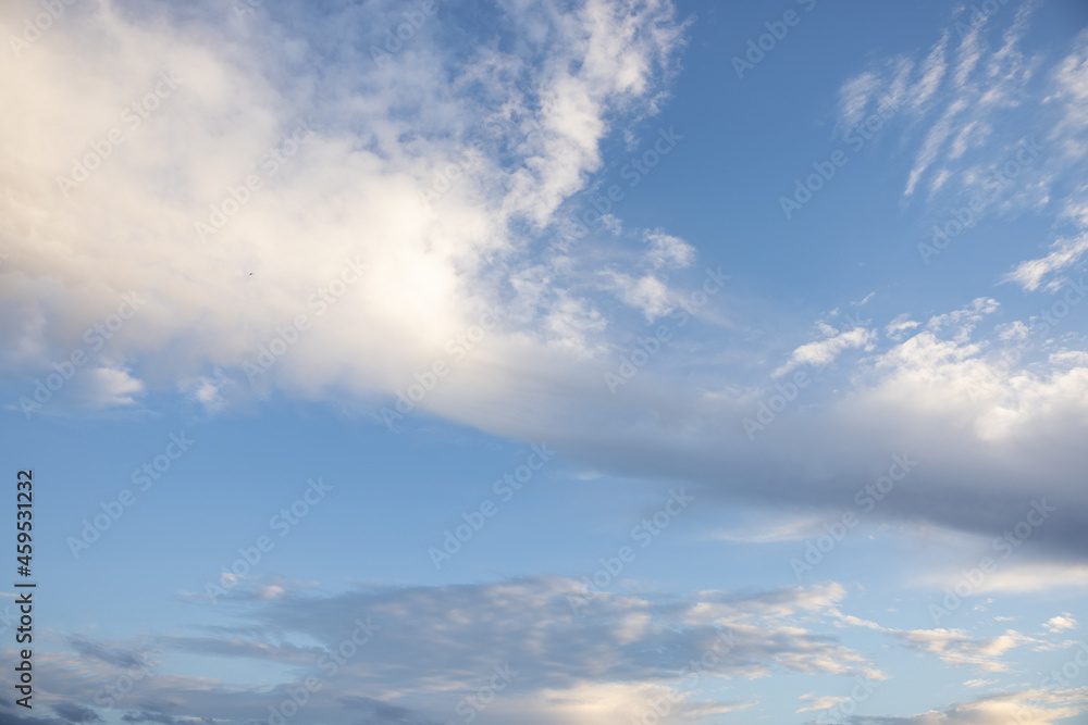 Amazing clouds hanging in the blue sky. Wonderful sunset and a better sunrise with beautiful clouds with a colorful sky.