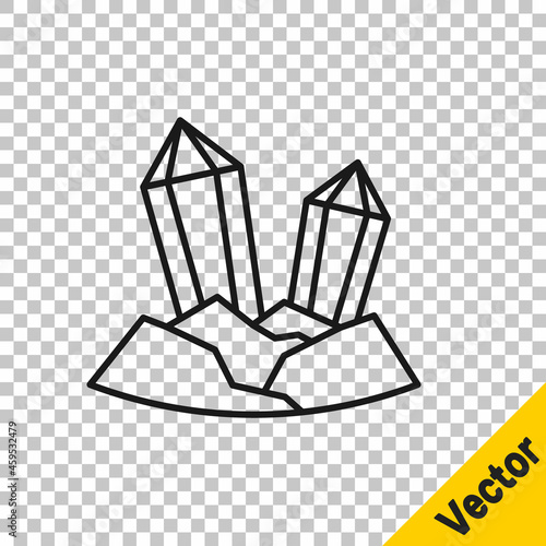 Black line Gem stone icon isolated on transparent background. Jewelry symbol. Diamond. Vector © Kostiantyn