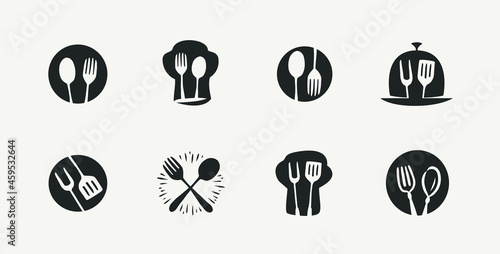 Restaurant food menu logo. Cafe sign. Cooking, cuisine icons set