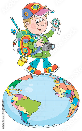 Cheerful tourist with his b...