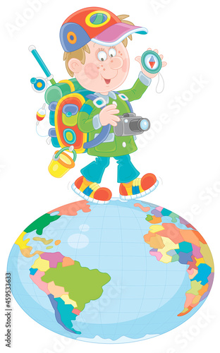 Cheerful tourist with his b...