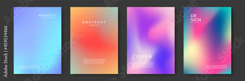 Blurred backgrounds set with modern abstract blurred color gradient patterns. Templates collection for brochures, posters, banners, flyers and cards. Vector illustration.