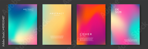 Blurred backgrounds set with modern abstract blurred color gradient patterns. Templates collection for brochures, posters, banners, flyers and cards. Vector illustration.