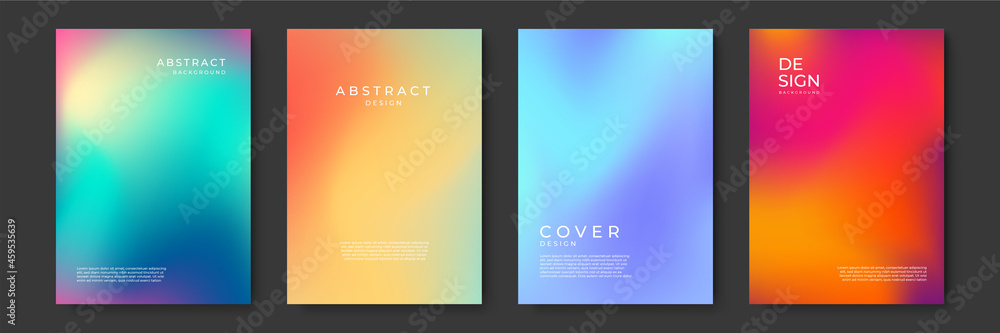 Blurred backgrounds set with modern abstract blurred color gradient patterns. Templates collection for brochures, posters, banners, flyers and cards. Vector illustration.