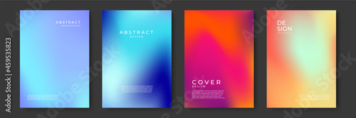 Blurred backgrounds set with modern abstract blurred color gradient patterns. Templates collection for brochures, posters, banners, flyers and cards. Vector illustration.