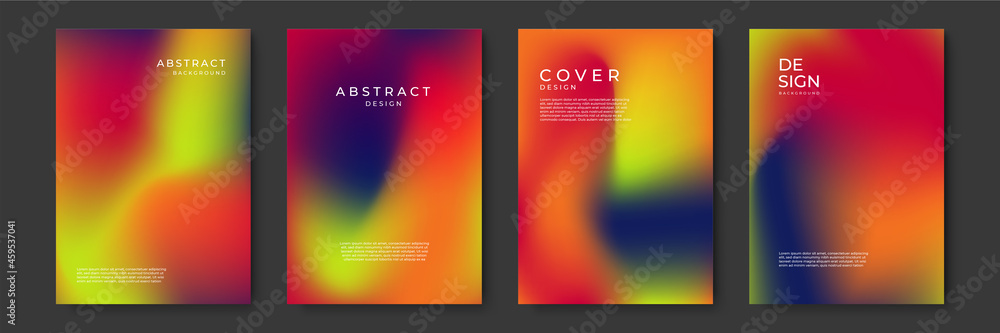 Blurred backgrounds set with modern abstract blurred color gradient patterns. Templates collection for brochures, posters, banners, flyers and cards. Vector illustration.