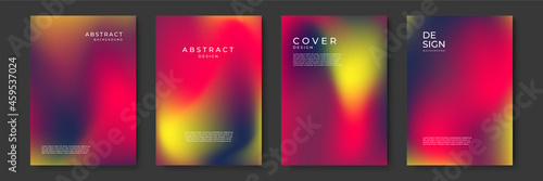 Blurred backgrounds set with modern abstract blurred color gradient patterns. Templates collection for brochures, posters, banners, flyers and cards. Vector illustration.