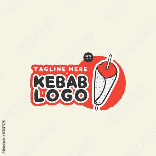 Kebab and shawarma logo design vector template. Vector label Turkish and Arabian fast food.