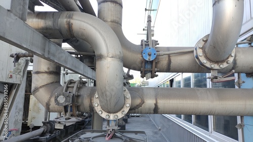 pipes, industrial elements, screws, pressure, pressure structures. connections ready for use