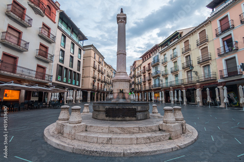 teruel, Spain. 29th august, 2021: square of el torico in teruel mudejar city,Spain