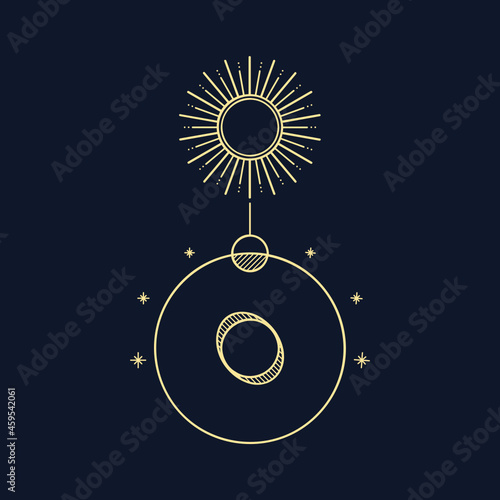 Abstract constellation, line art vector illustration