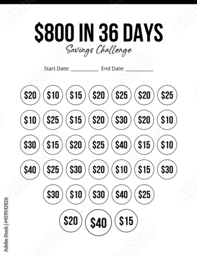 800 Save Money Challenge, savings tracker, money challenge, save money, 800 dollars savings challenge