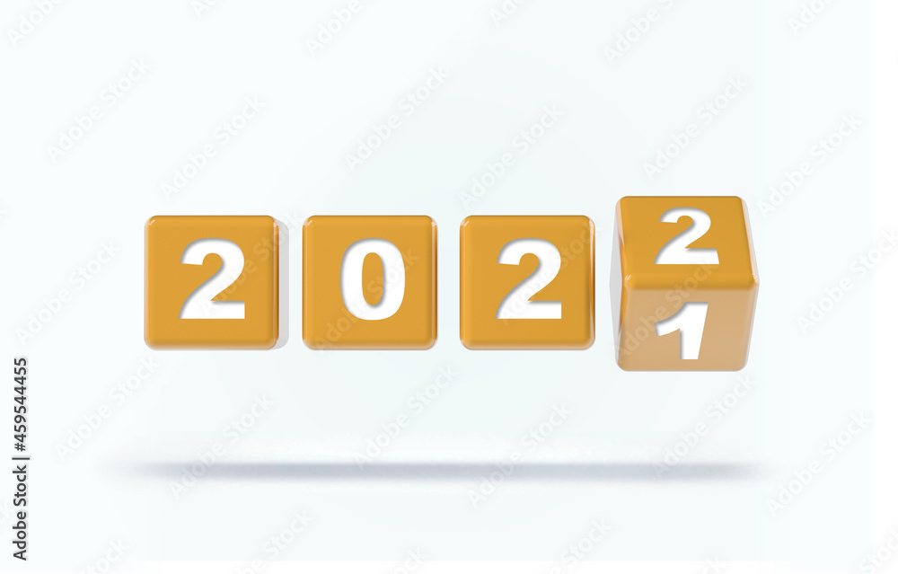Flip gold cubes for new year change 2021 to 2022 Flip gold cubes for new year change 2021 to 2022