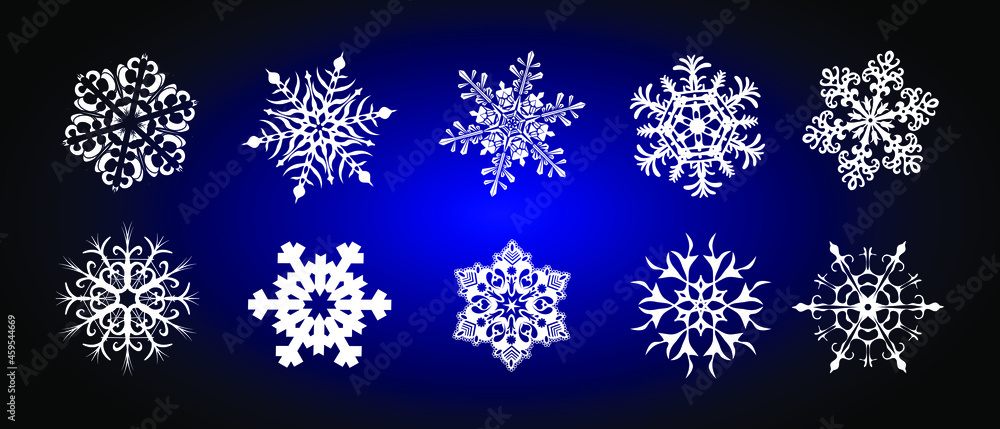 set of vector snowflakes blue background, marry christmas. set of vector snowflakes blue background, marry christmas.