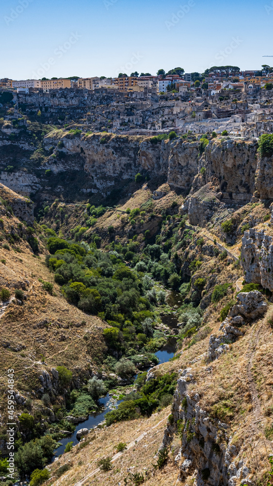 Obraz premium View of the historic center of Matera, Sassi. Basilicata. Italy. ancient part. park of the Murgia of Matera