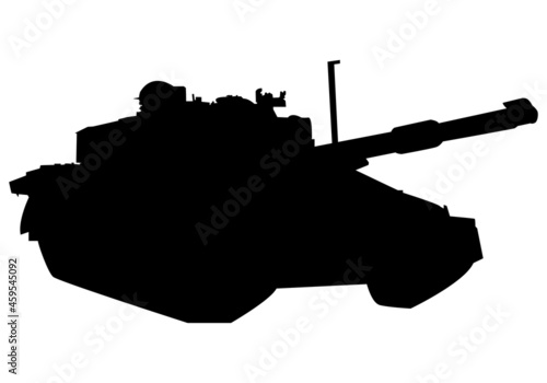 Icono negro de carro de combate , tanque o tanqueta sobre fondo blanco
