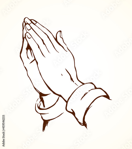 Praying hands. Vector drawing