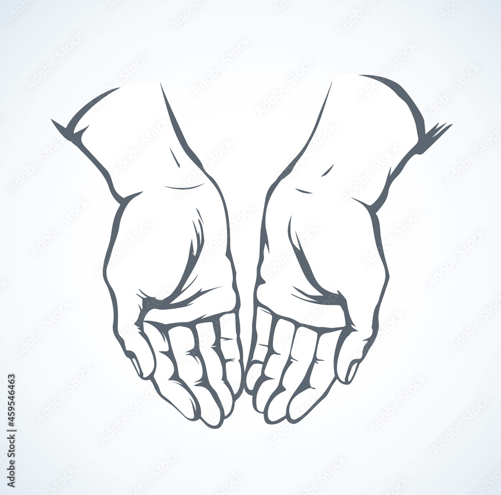 Praying hands Vector drawing Stock Vector Adobe Stock