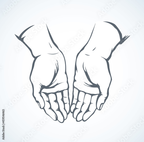 Praying hands. Vector drawing