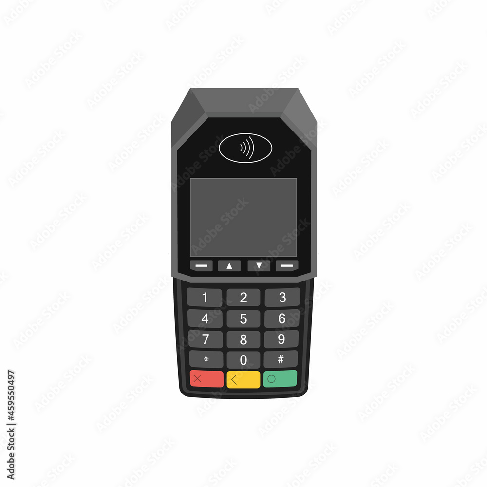 Payment terminal mockup. Cash register. Vector illustration. Payment terminal mockup. Cash register. Vector illustration.