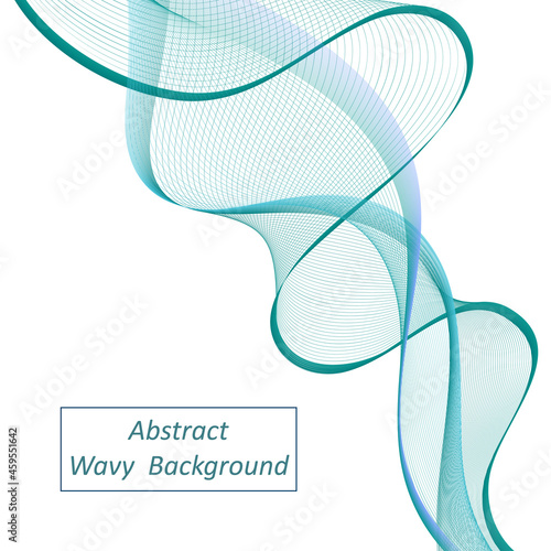 Abstract modern wave background with flying air wind swirl wave isolated. Teal and blue color flow, transparent veil effect. Modern trendy design for banner. Vector illustration.
