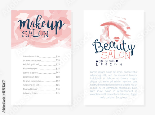 Beauty and Cosmetic Salon for Skin and Body Care Watercolor Vector Template