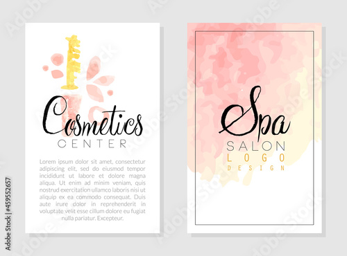 Beauty and Cosmetic Salon for Skin and Body Care Watercolor Vector Template