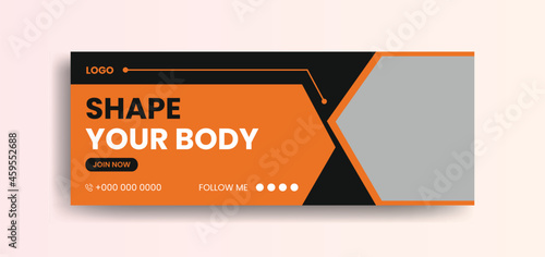 Fitness Gym sports facebook cover banner Template Instagram social media web banner post.
Cover Web Banner Social Media Design Template Vector. Creative and corporate cover design. Abstract banner des