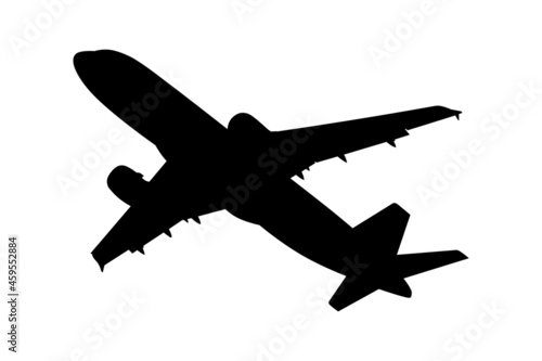 Passenger plane black silhouette on white 