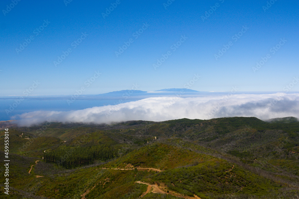 La Palma seen from La Gomera in the Canary Islands, Spain