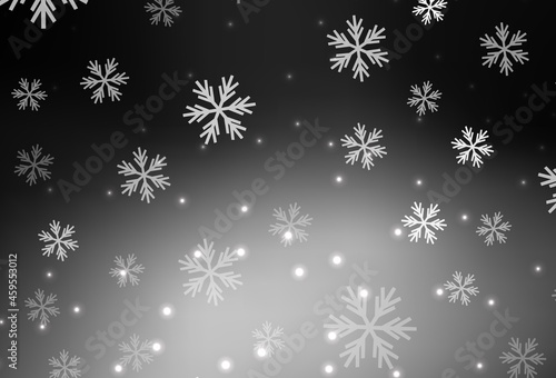 Dark Gray vector template with ice snowflakes, stars.