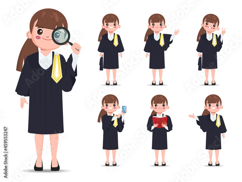 Thai lawyer Legal professions character set. Flat cartoon barrister vector design.
