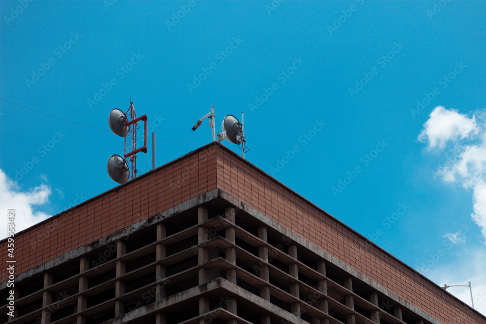 satellite dish on the roof of the house satellite dish on the roof of the house
