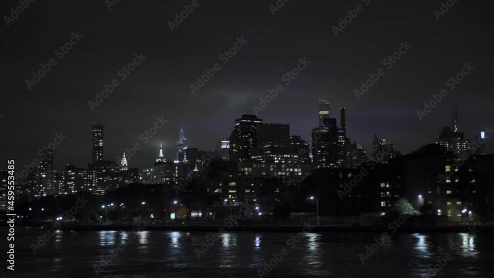 Manhattan Skyline At Night, New York City Manhattan Skyline At Night, New York City
