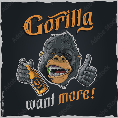 Gorilla want more - illustration for tshirt
