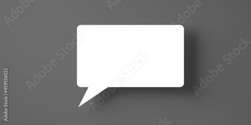 Single white empty speech bubble or balloon over dark grey background with shadow template