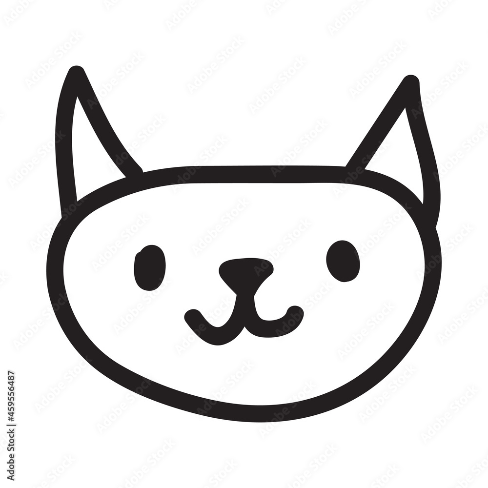 Cartoon black cat drawing. Simple and cute kitten silhouette Cartoon black cat drawing. Simple and cute kitten silhouette